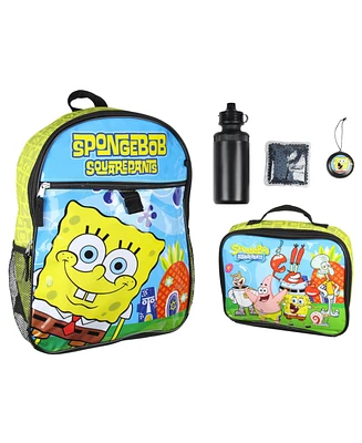 Nickelodeon SpongeBob SquarePants Characters Squidward Patrick Mr. Krabs Sandy Plankton Gary 5 Pc Backpack Lunchbox Icepack Water Bottle