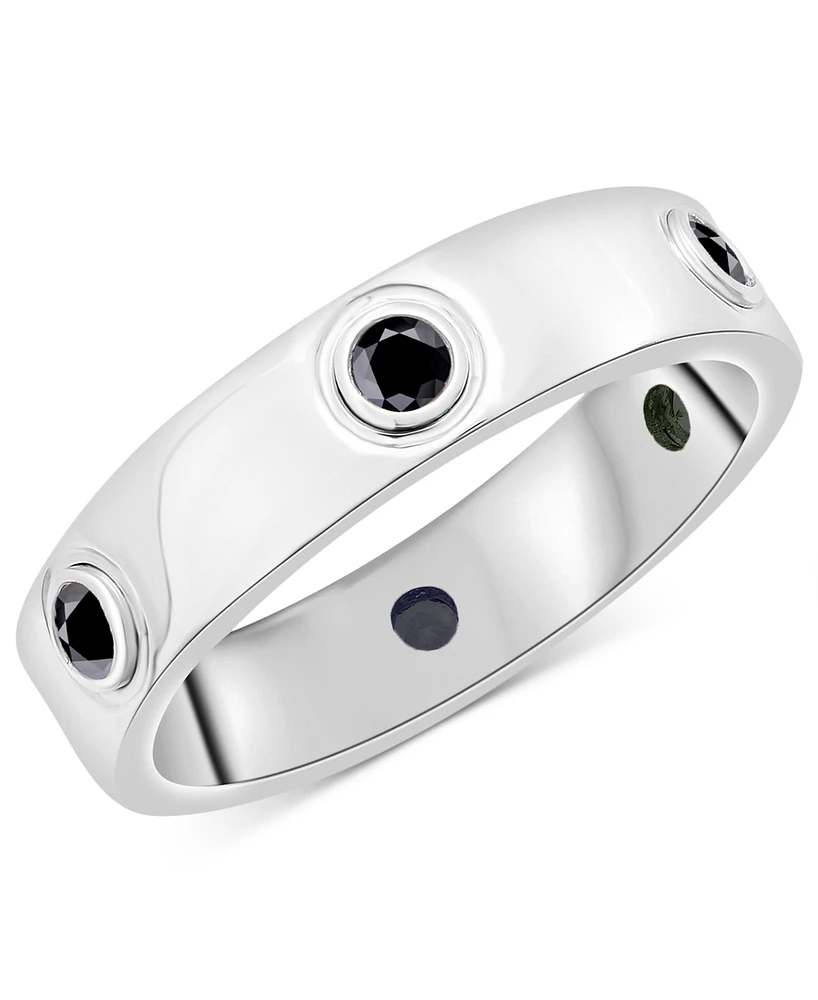 Onyx Bezel-Set Highly Polished Band in Sterling Silver