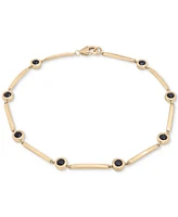 Onyx Bezel Bar Link Bracelet in 14k Plated Gold
