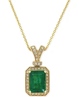 Effy Emerald (2-1/5 ct. t.w.) and Diamond (1/5 ct. t.w.) Pendant Necklace in 14k Gold, Created for Macy's