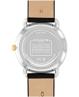 Coach Unisex Three Hand Quartz Black Leather Strap Watch 36mm