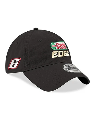 Men's New Era Black Brad Keselowski Castrol Edge Enzyme Washed 9TWENTY Adjustable Hat