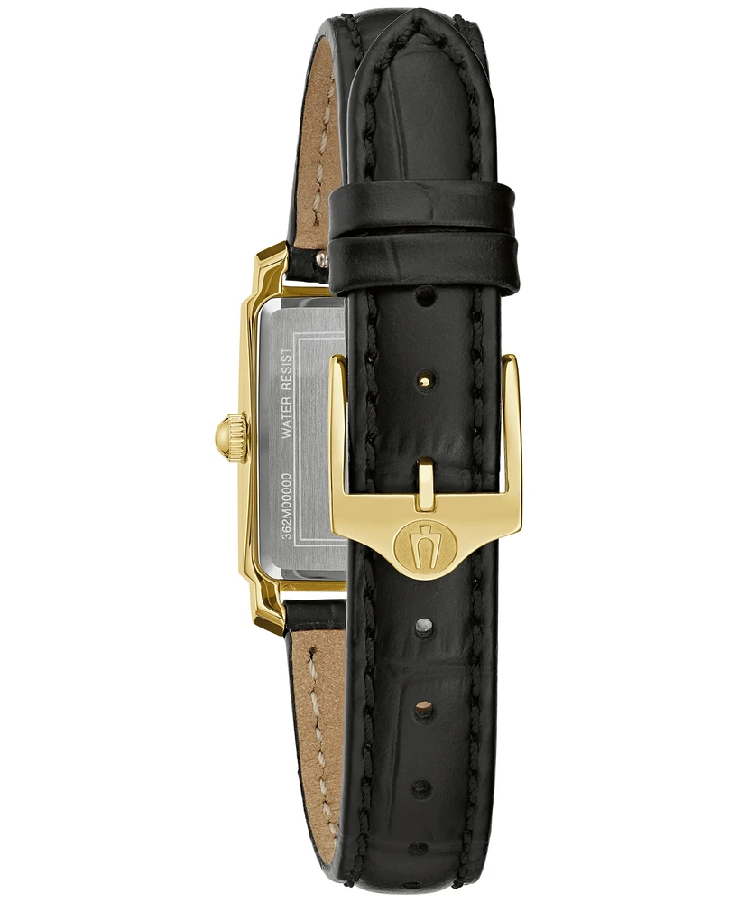 Bulova Women's Classic Sutton Diamond Accent Black Leather Strap Watch 21mm