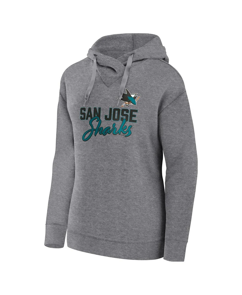 Women's Fanatics Heather Gray San Jose Sharks Script Favorite Pullover Hoodie