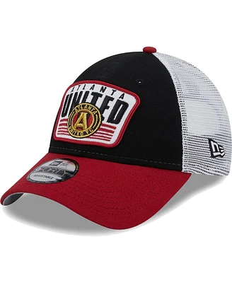 Men's New Era Black, Red Atlanta United Fc Patch 9FORTY Trucker Snapback Hat
