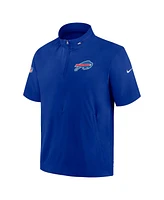 Men's Nike Royal Buffalo Bills Sideline Coach Short Sleeve Hoodie Quarter-Zip Jacket