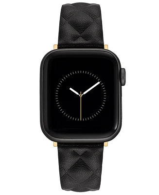 Anne Klein Women's Black Quilted Genuine Leather Band designed for Apple Watch 42mm (Series 1-3 only) & 44/45/46/49mm (Ultra & Ultra 2)