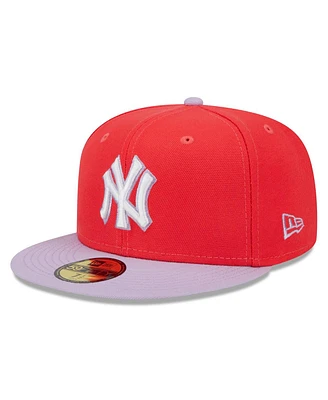 Men's New Era Red, Lavender York Yankees Spring Color Two-Tone 59FIFTY Fitted Hat
