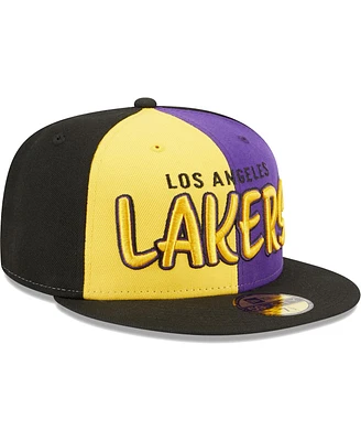 Men's New Era Black, Gold Los Angeles Lakers Pop Front 59FIFTY Fitted Hat