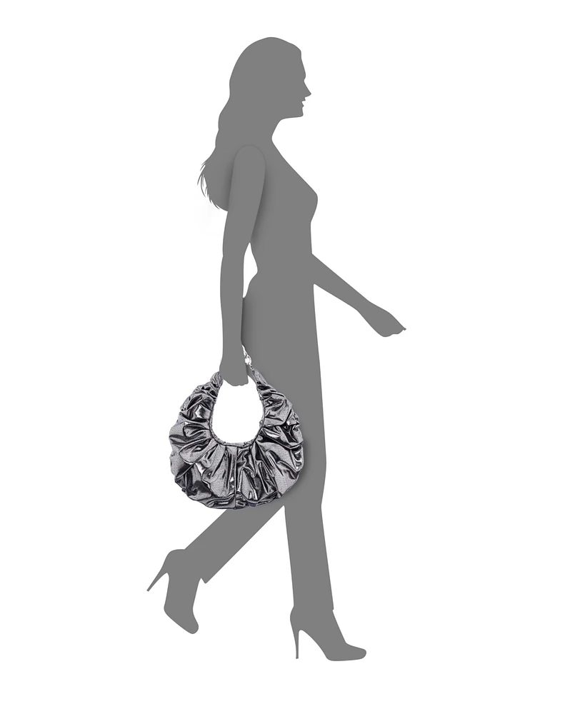 Nina Ruched Metallic Hobo