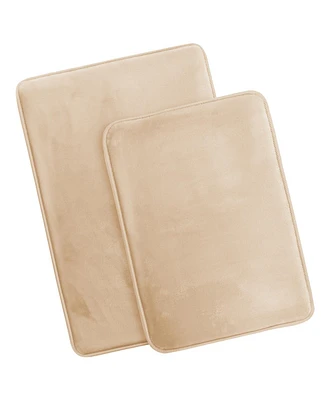 2 Piece Ultra Soft Non-Slip Plush Memory Foam Bath Rug Set - Small & Large