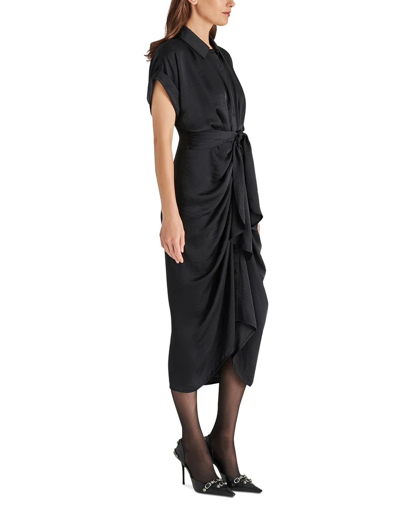 Steve Madden Women's Tori Tie-Front Midi Shirtdress