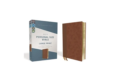 Niv, Personal Size Bible, Large Print, Leathersoft, Brown, Red Letter, Comfort Print by Zondervan