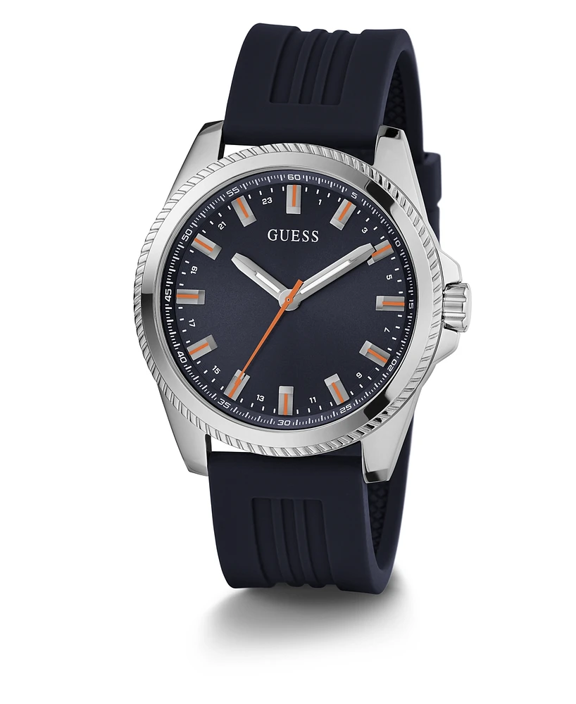 Guess Men's Analog Navy Silicone Watch 44mm