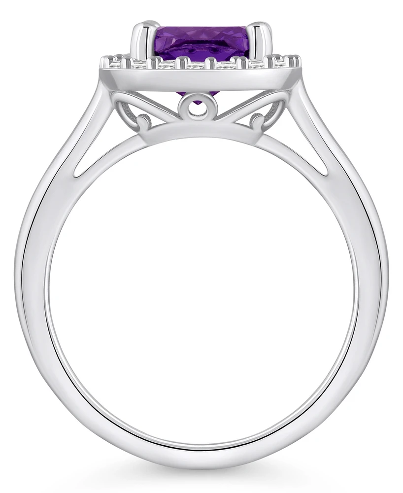 Macy's Amethyst (2 ct. t.w.) and Diamond (1/4 Halo Ring 14K White Gold