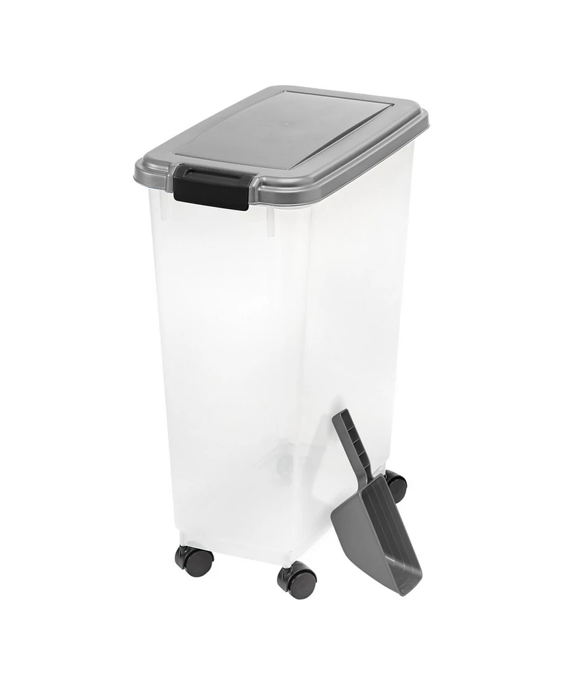 Iris 35lbs/47qt Airtight Pet Food Container with Casters and Scoop, Chrome