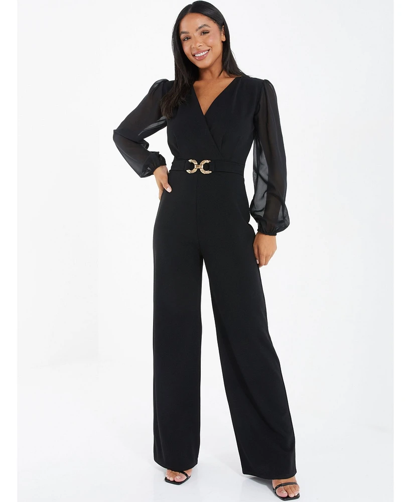 Quiz Women's Chiffon Buckle Palazzo Jumpsuit
