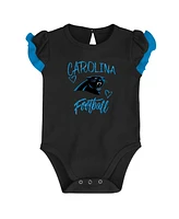 Newborn and Infant Boys Girls Black, Blue Carolina Panthers Too Much Love Two-Piece Bodysuit Set