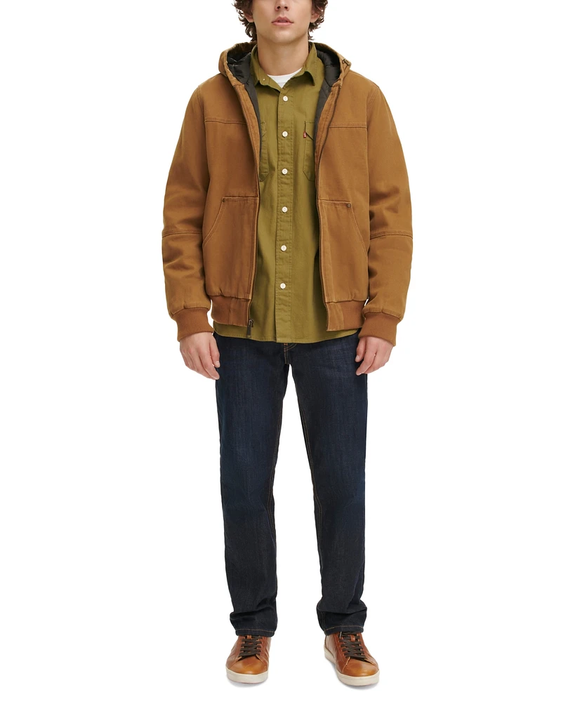 Levi's Men's Workwear Hoodie Bomber Jacket with Quilted Lining