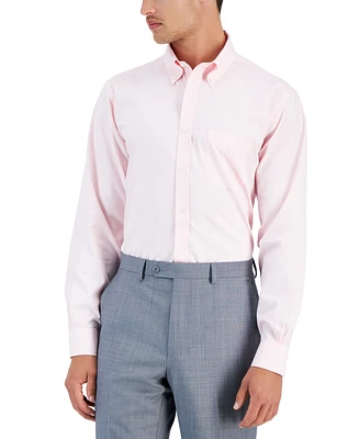 Men's Regular Fit Non-Iron Polo Button-Down Collar Solid Pinpoint Dress Shirt