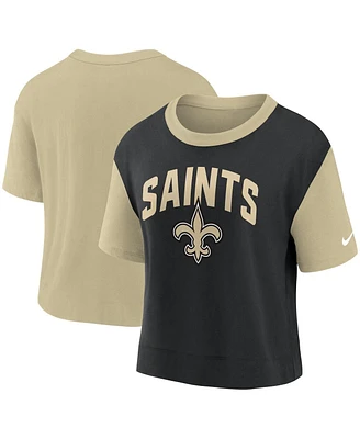 Women's Nike Gold, Black New Orleans Saints High Hip Fashion T-shirt