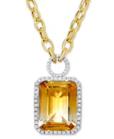 Citrine (22 ct. t.w.) and Diamond Pendant in 14k Gold