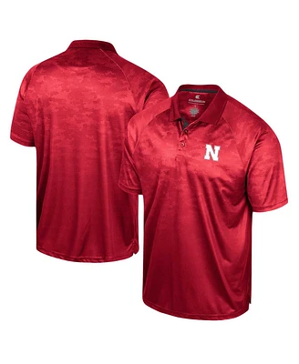 Men's Colosseum Scarlet Nebraska Huskers Honeycomb Raglan Polo Shirt