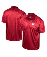 Men's Colosseum Scarlet Nebraska Huskers Honeycomb Raglan Polo Shirt
