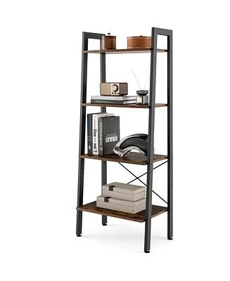4-Tier Bookshelf Industrial Display Storage Shelf Plant Flower Stand Metal Frame