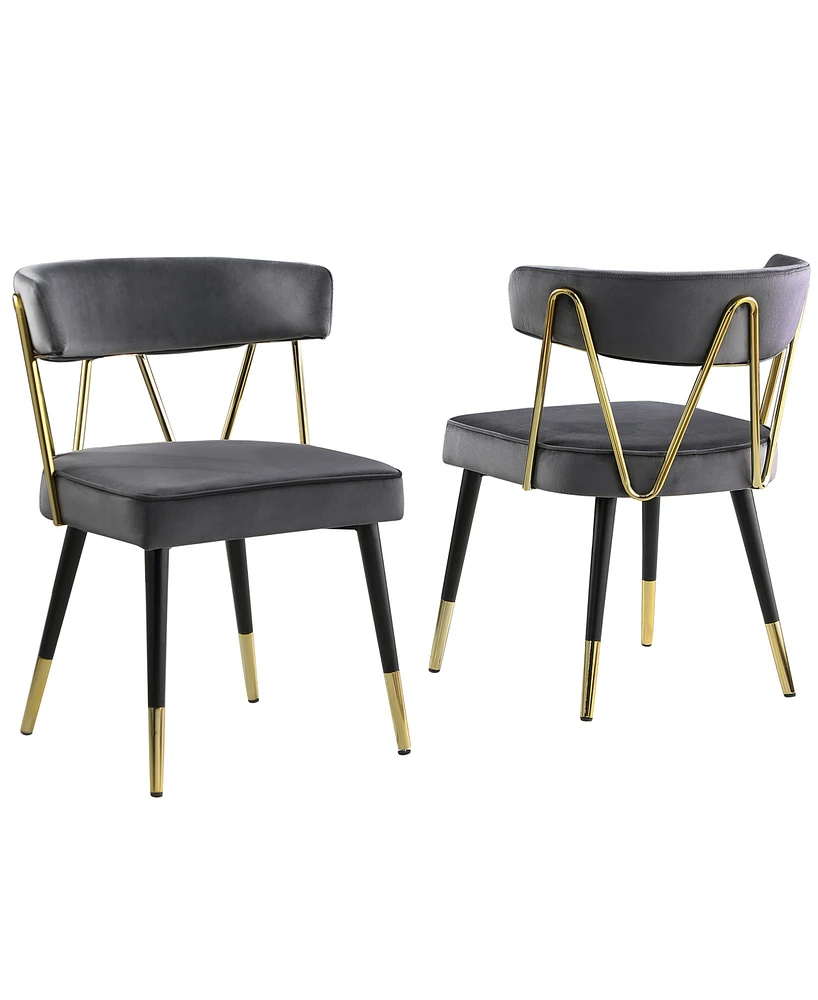 Best Master Furniture Aireys 31" Velvet with Metal Accents Armless Chair, Set of 2