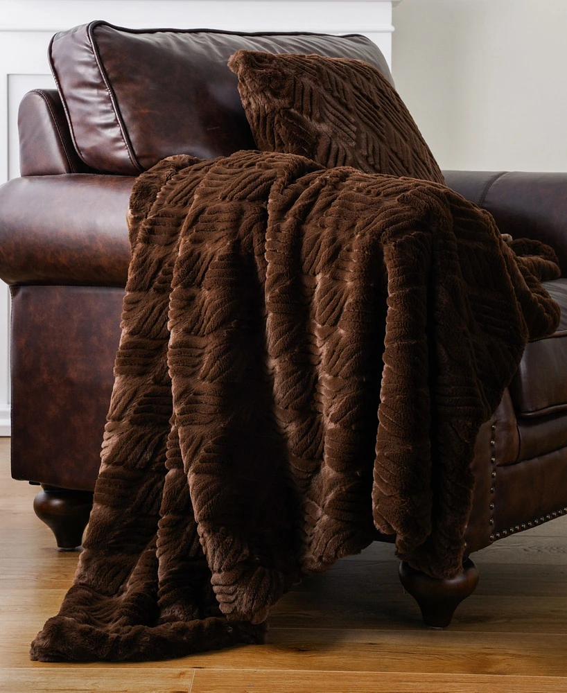 Battilo Cozy Carved Wave Faux Fur Throw, 60" x 80"