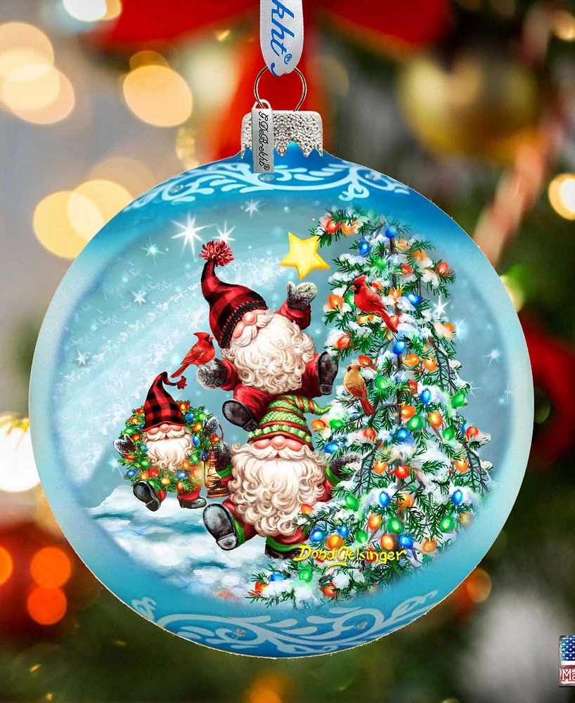 Designocracy Reaching High Dwarfs Lg Glass Christmas Collectible Ornaments D. Gelsinger