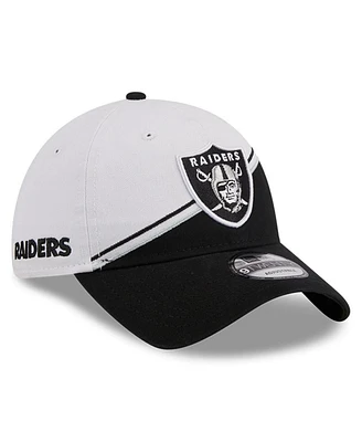 Men's New Era White, Black Las Vegas Raiders 2023 Sideline 9TWENTY Adjustable Hat