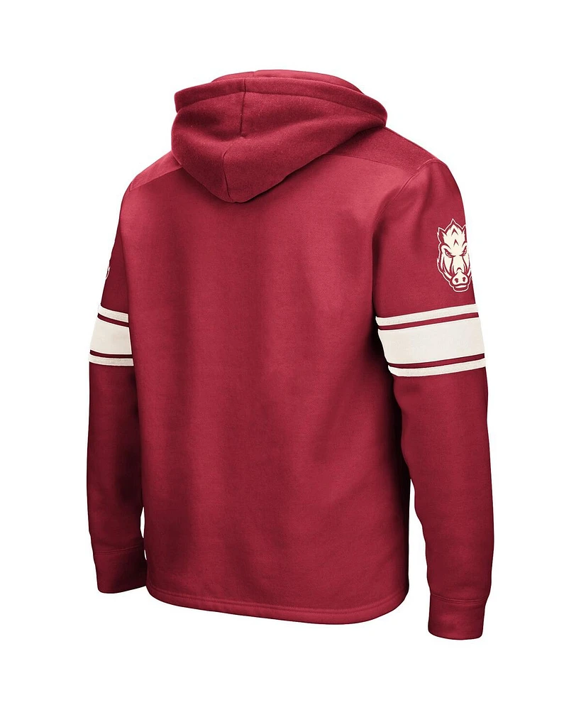 Men's Colosseum Cardinal Arkansas Razorbacks Big and Tall Hockey Lace-Up Pullover Hoodie
