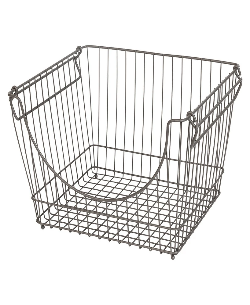 Smart Design Set of 6 Large Stacking Baskets with Handles, 12.5" x 8.5"