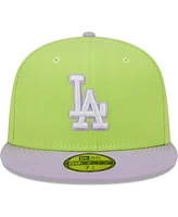 Men's New Era Neon Green, Lavender Los Angeles Dodgers Spring Color Two-Tone 59FIFTY Fitted Hat