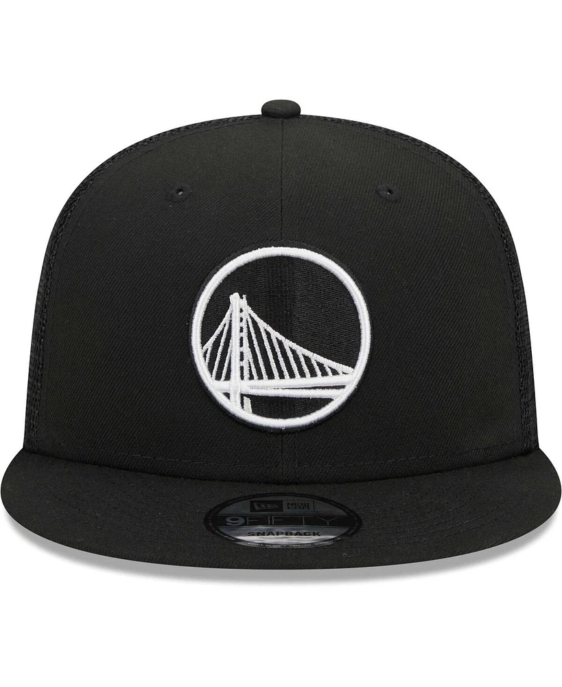 Men's New Era Black Golden State Warriors Evergreen 9FIFTY Trucker Snapback Hat