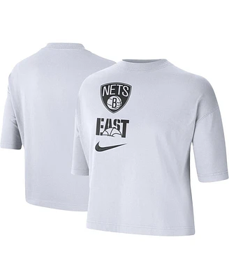 Women's Nike White Brooklyn Nets Essential Boxy T-shirt