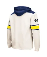 Men's Colosseum Cream Michigan Wolverines Big and Tall Hockey Lace-Up Pullover Hoodie