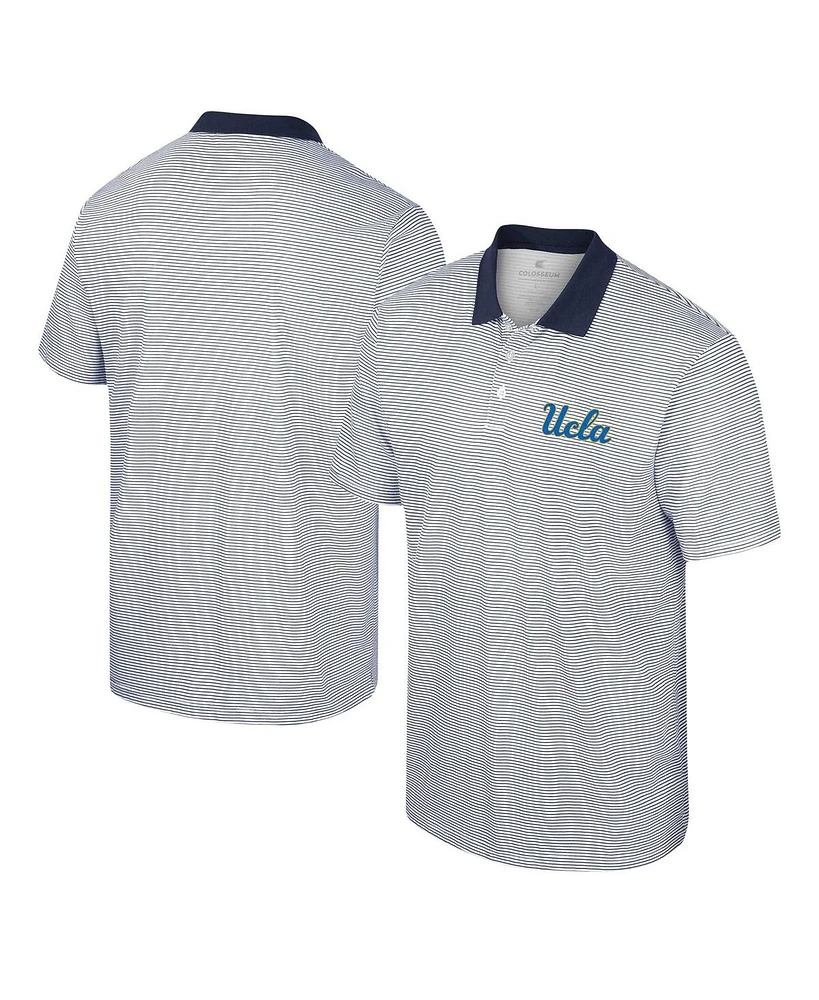 Men's Colosseum White Ucla Bruins Print Stripe Polo Shirt