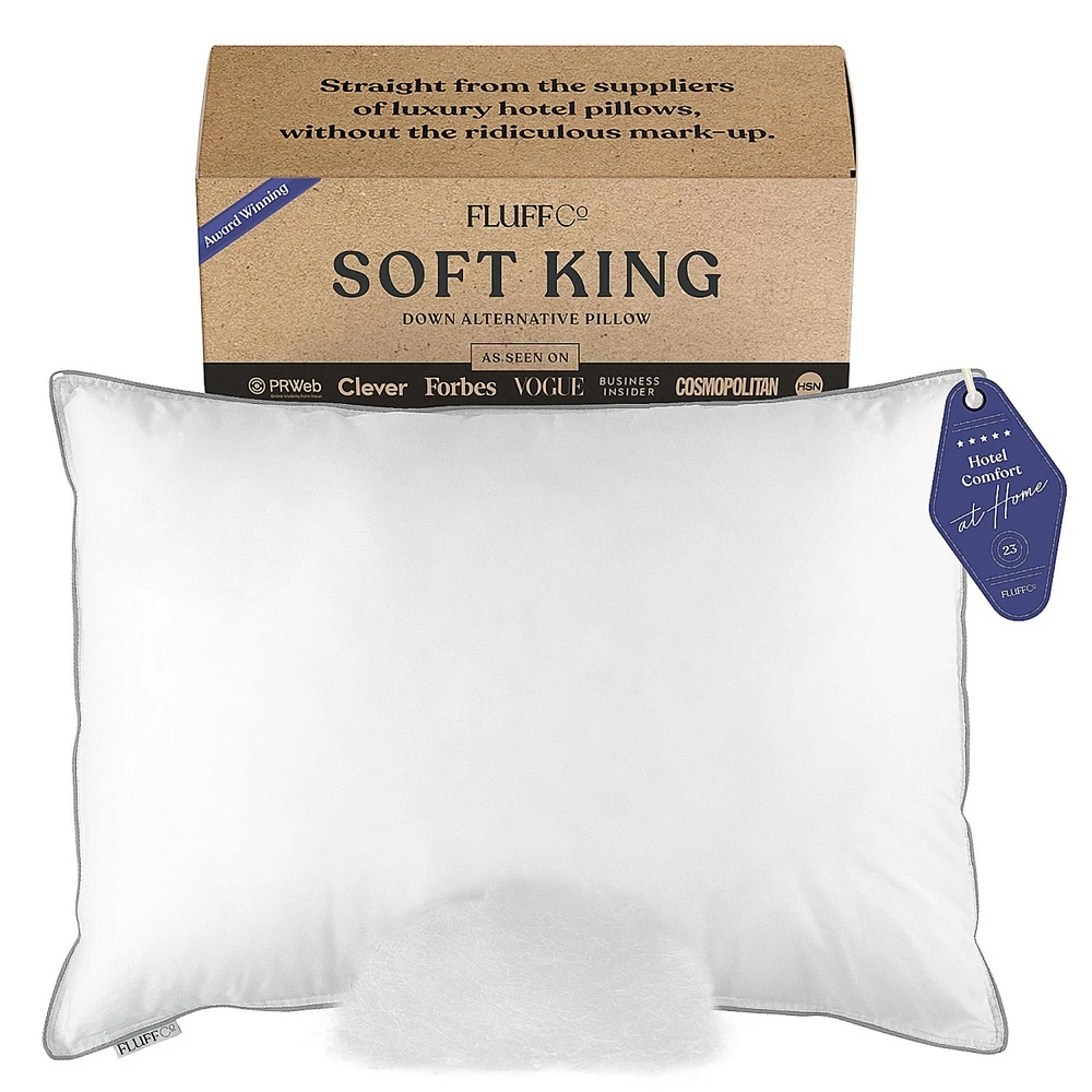 FluffCo Down Alternative Classic Hotel Pillow - King - Soft