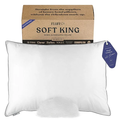 FluffCo Down Alternative Classic Hotel Pillow - King - Soft
