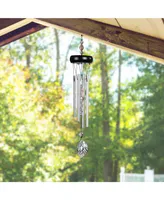 15" Long Pink Wooden Top Gem Wind Chime