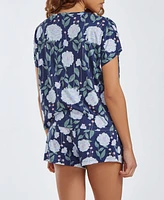 iCollection Women's Ultra Soft 2 Piece Top and Shorts Pajama Set
