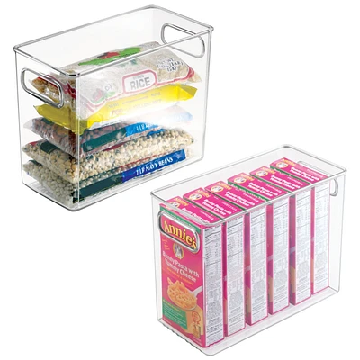 mDesign Tall Plastic Kitchen Storage Organizer Bin with Handles, 2 Pack, Clear, Usa Made