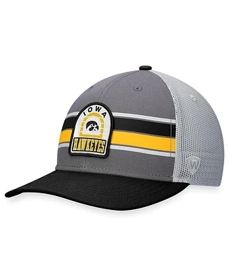 Men's Top of the World Gray, Black Iowa Hawkeyes Aurora Trucker Adjustable Hat