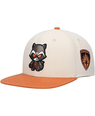 Big Boys and Girls Cream Guardians of the Galaxy Rocket Raccoon Character Snapback Hat