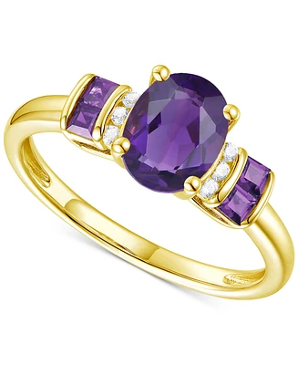 Amethyst (1-1/2 ct. t.w.) & Lab-Grown White Sapphire (1/20 Statement Ring 14k Gold-Plated Sterling Silver (Also Additional Gemstones)