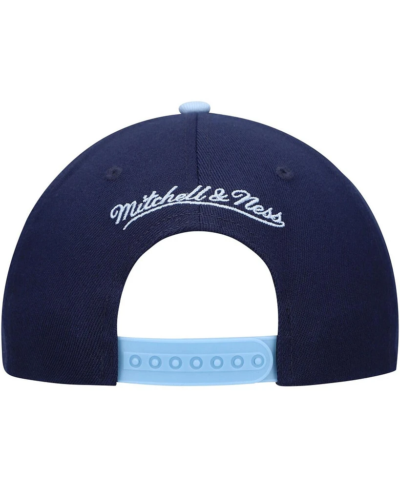 Men's Mitchell & Ness Navy Sporting Kansas City Team Script 2.0 Stretch Snapback Hat