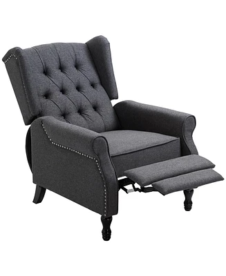 Homcom Upholste Recliner Arm Chair Tufted Linen Lounger w/ Footrest,